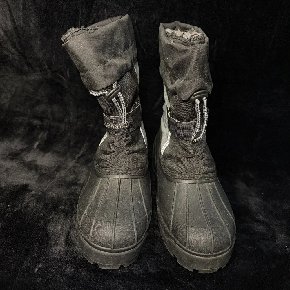 L.L.Bean Northwoods 238064 Kids 7 Snow Boots Black Gray Insulated Lined Boots